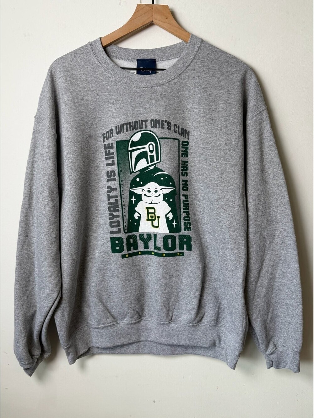 Disney Star Wars Baylor BU Sweatshirt Men’s L Gray Crew Neck Long Sleeve NWT